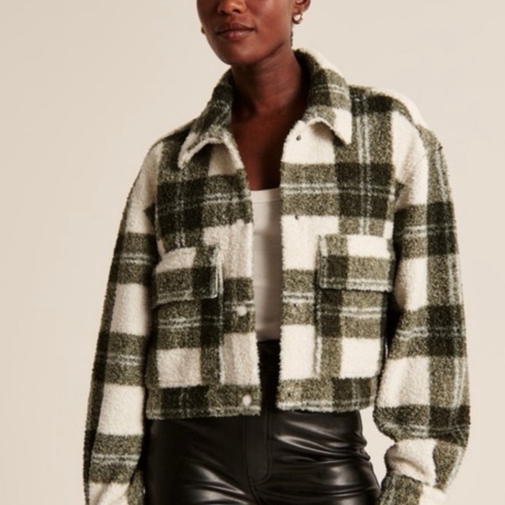 Abercrombie Cropped Sherpa Shirt Jacket